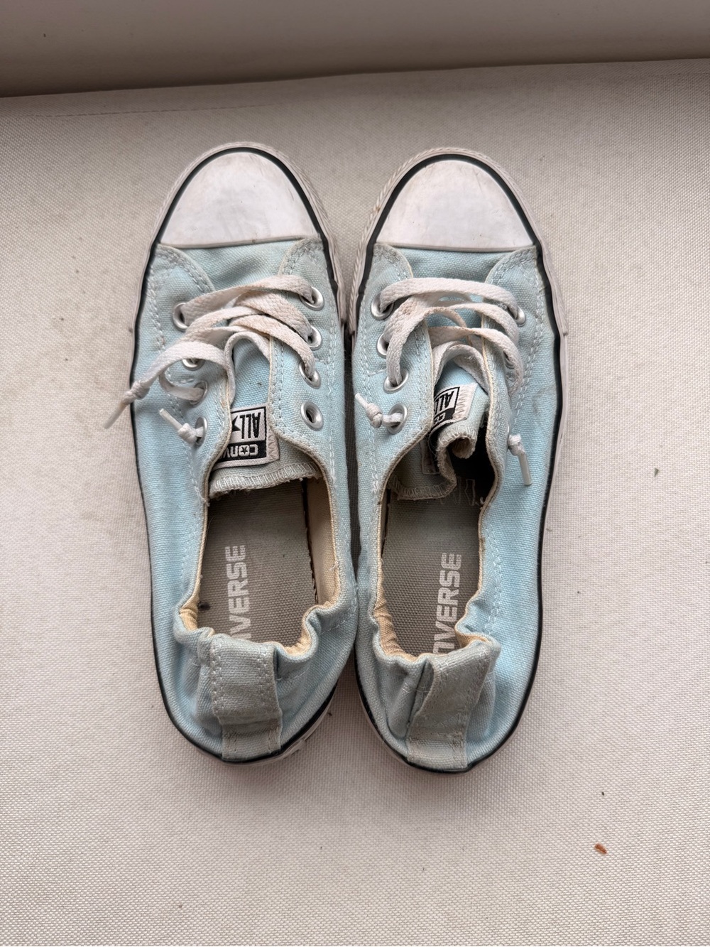 Converse Low Top Sneakers in Pale Blue with White Accents